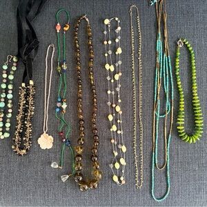 Lot of nine (9) beaded necklaces